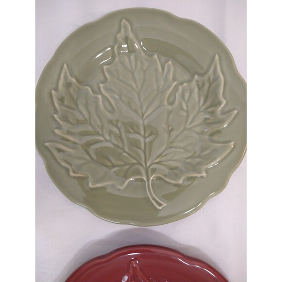 Set of 4 Longaberger Falling Leaves Small Ceramic Pottery Plates Collectable - Picture 2 of 9